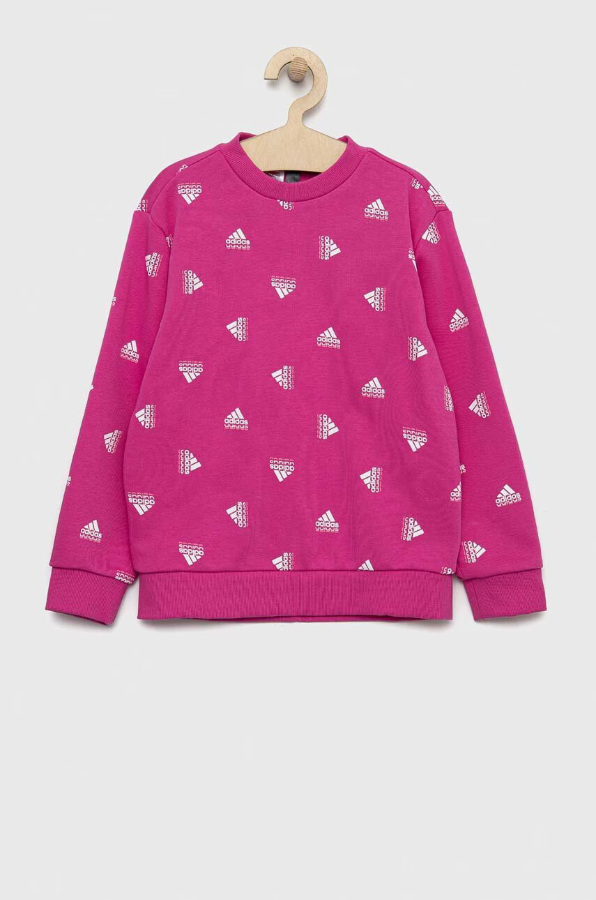 adidas Детски суичър G BLUV в розово с десен - Pepit.bg