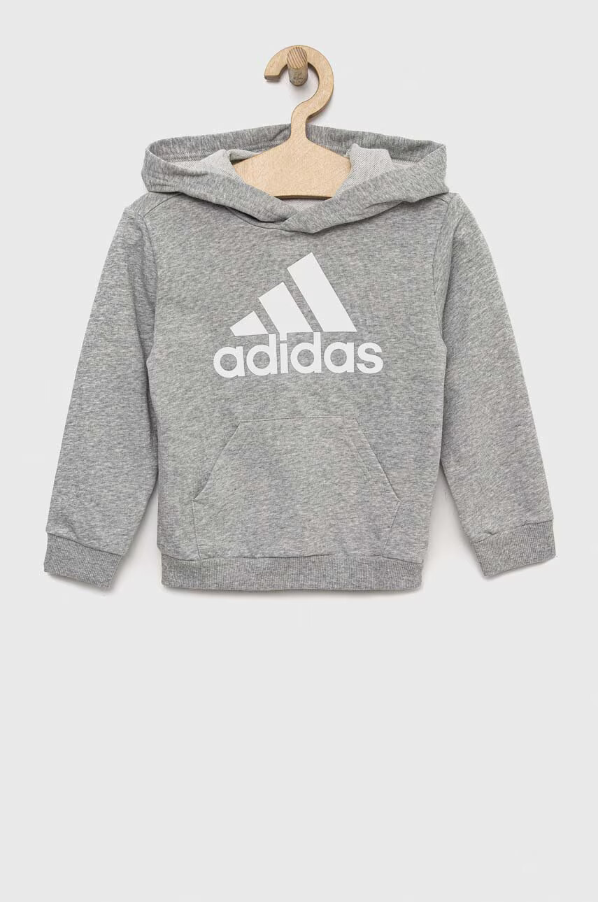 adidas Детски суичър LK BL FT в сиво с качулка с принт - Pepit.bg