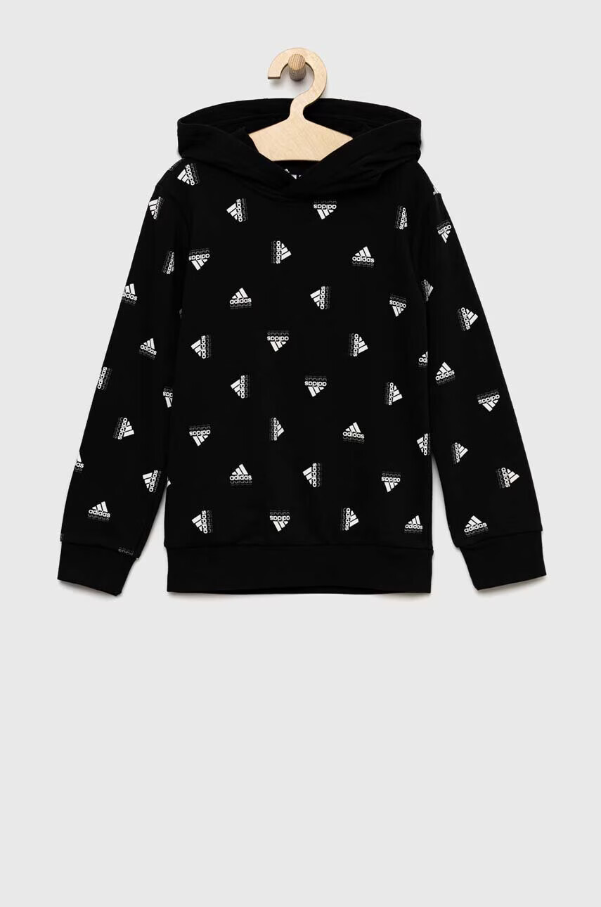 adidas Детски суичър U BLUV HD в черно с качулка с десен - Pepit.bg