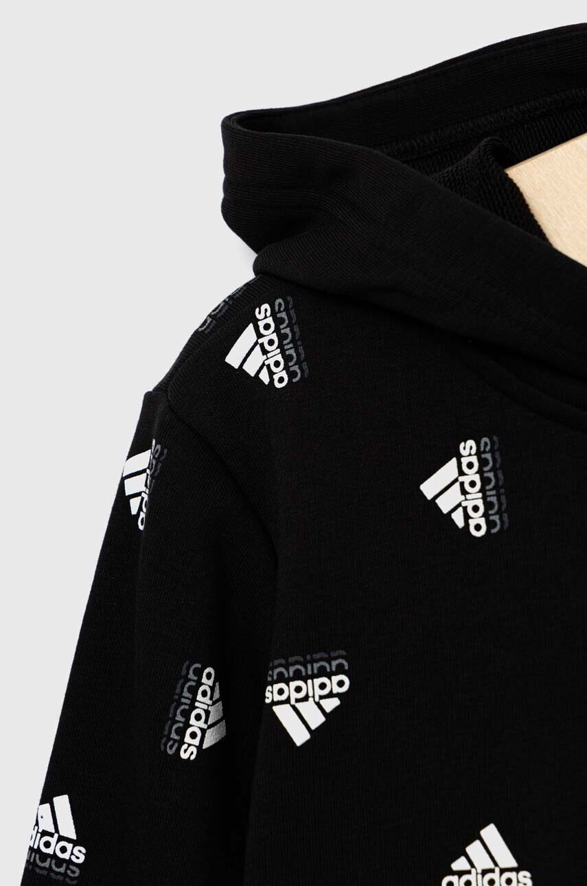 adidas Детски суичър U BLUV HD в черно с качулка с десен - Pepit.bg