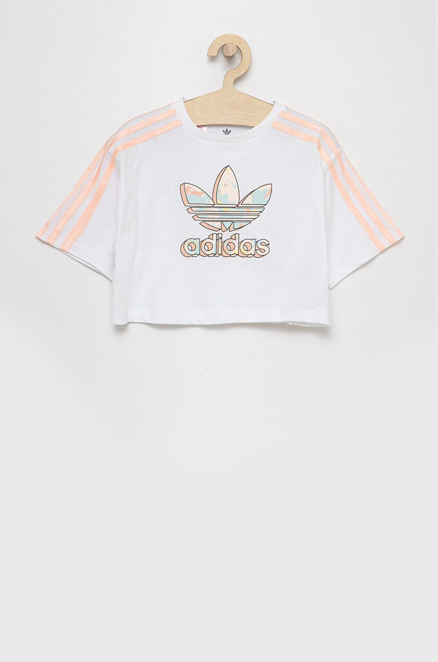 adidas Originals Детска памучна тениска в бяло - Pepit.bg