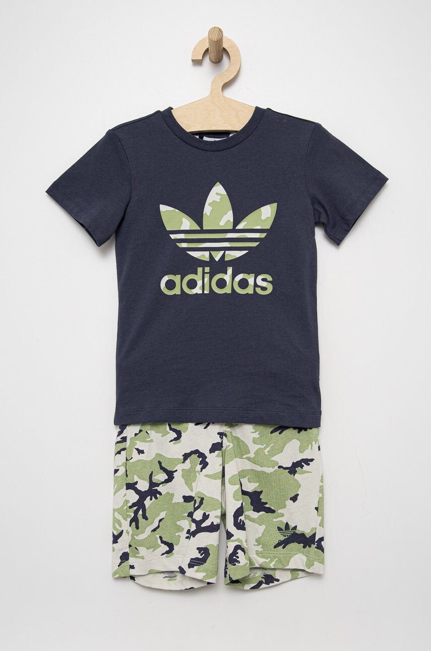 adidas Originals Детски памучен комплект HE6928 в тъмносиньо - Pepit.bg