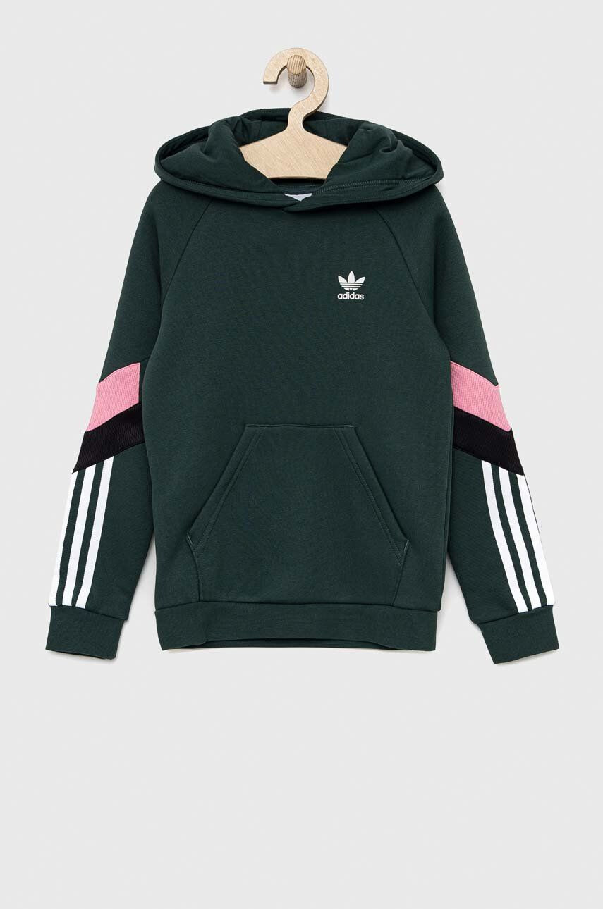 adidas Originals Детски суичър в зелено с качулка с изчистен дизайн - Pepit.bg