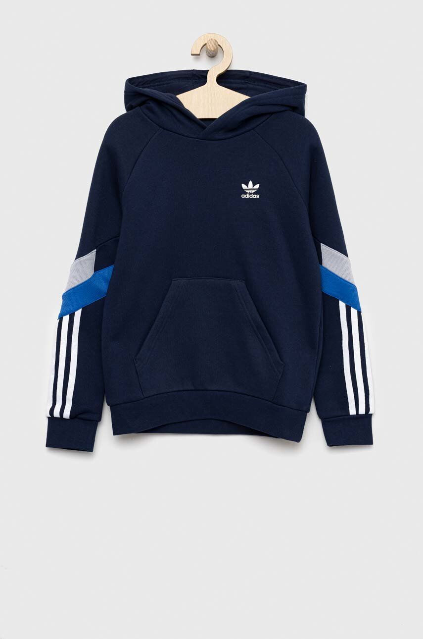 adidas Originals Детски суичър в тъмносиньо с качулка с апликация - Pepit.bg