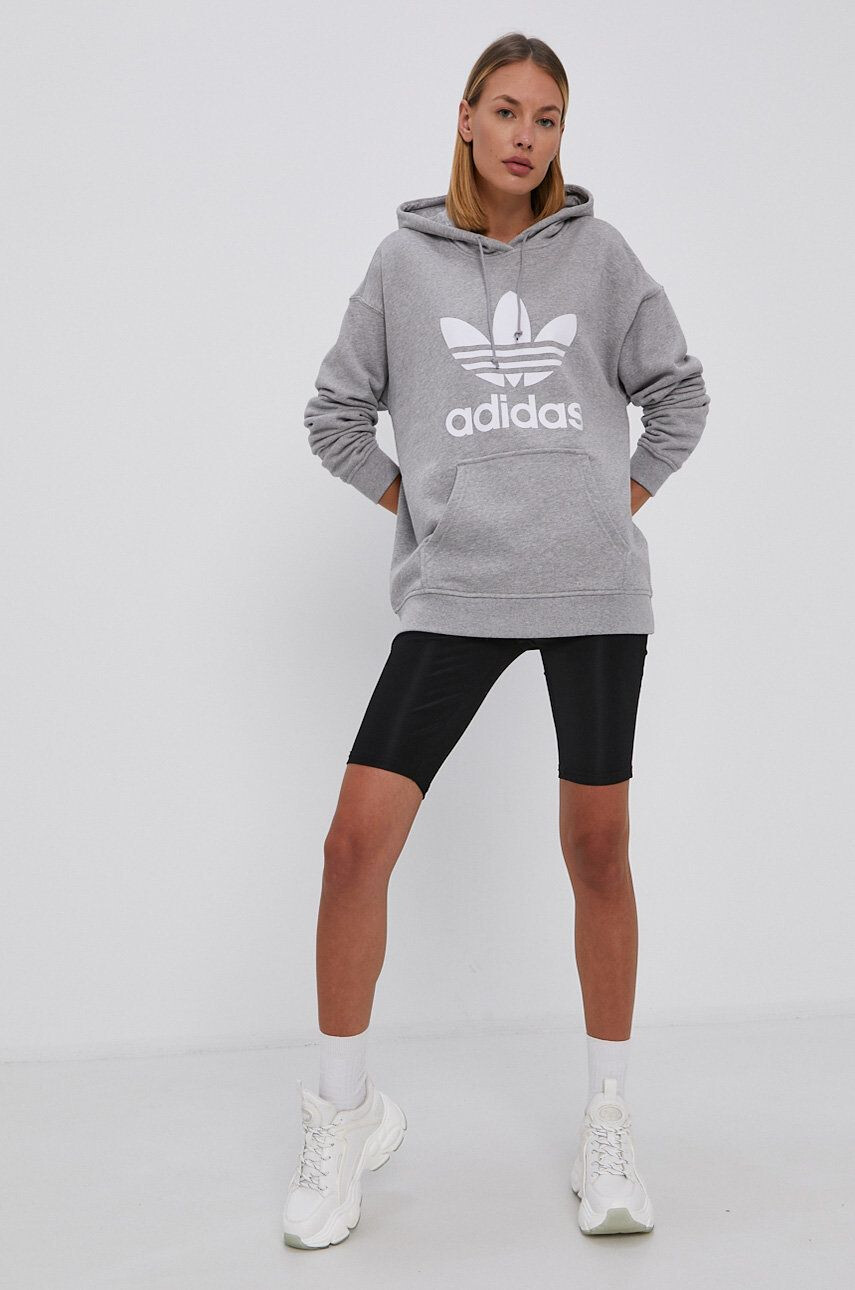 adidas Originals Памучен суичър HC9463 мъжка в кафяво с десен - Pepit.bg