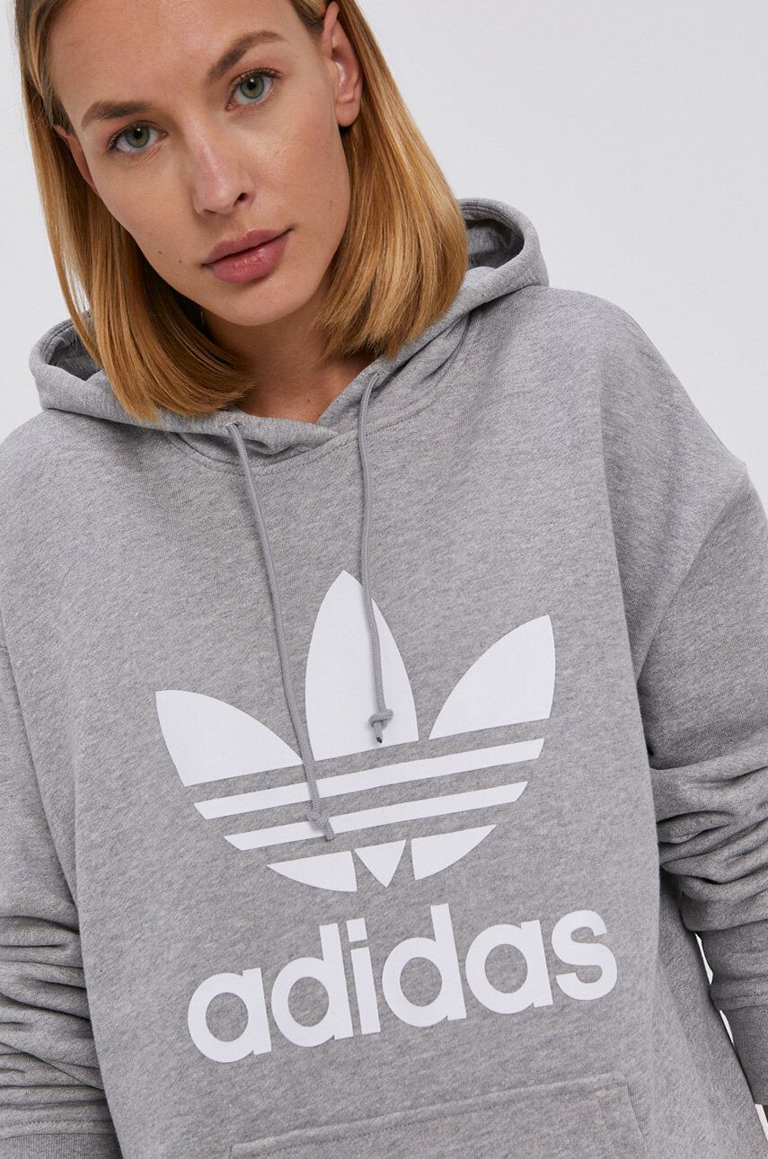 adidas Originals Памучен суичър HC9463 мъжка в кафяво с десен - Pepit.bg