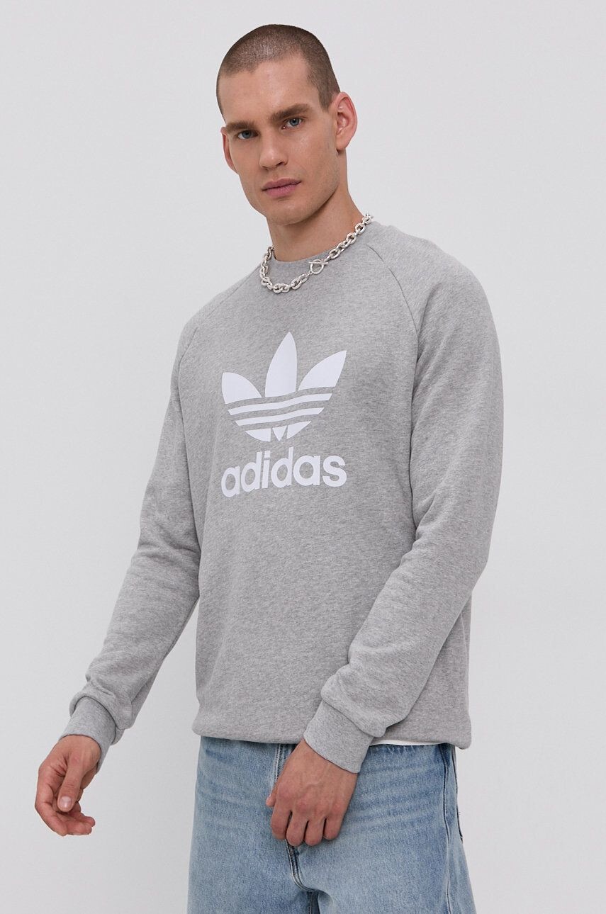 adidas Originals Памучен суичър H06650 мъжки в меланж на сиво - Pepit.bg