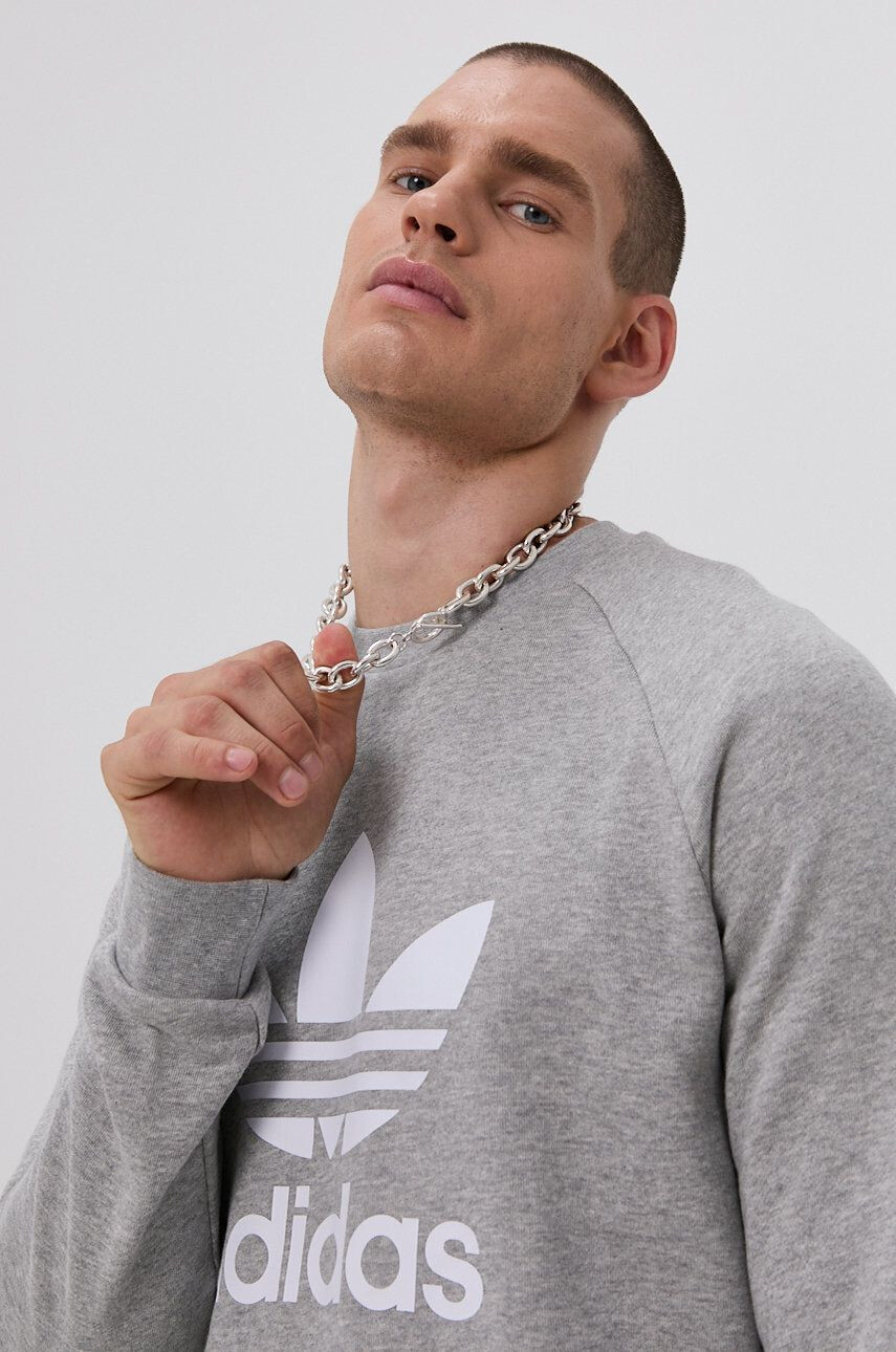 adidas Originals Памучен суичър H06650 мъжки в меланж на сиво - Pepit.bg