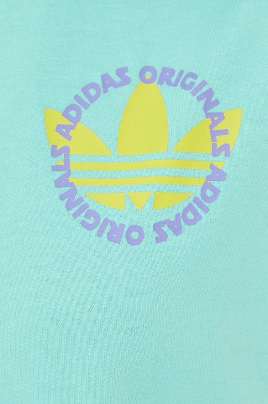 adidas Originals Памучен топ HC7062 в тюркоазено - Pepit.bg