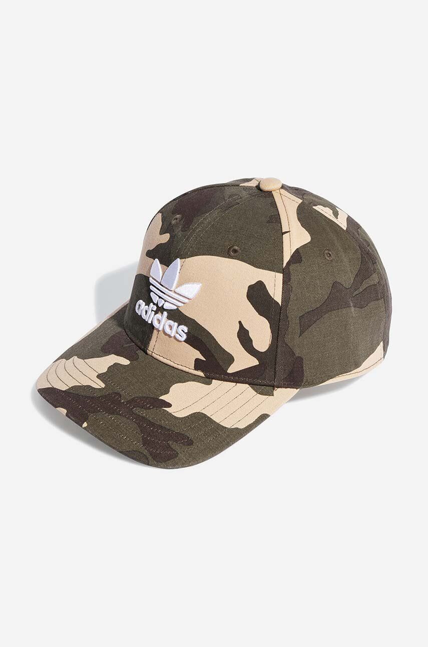 adidas Originals Памучна шапка с козирка Camo Baseball Cap в зелено с десен - Pepit.bg