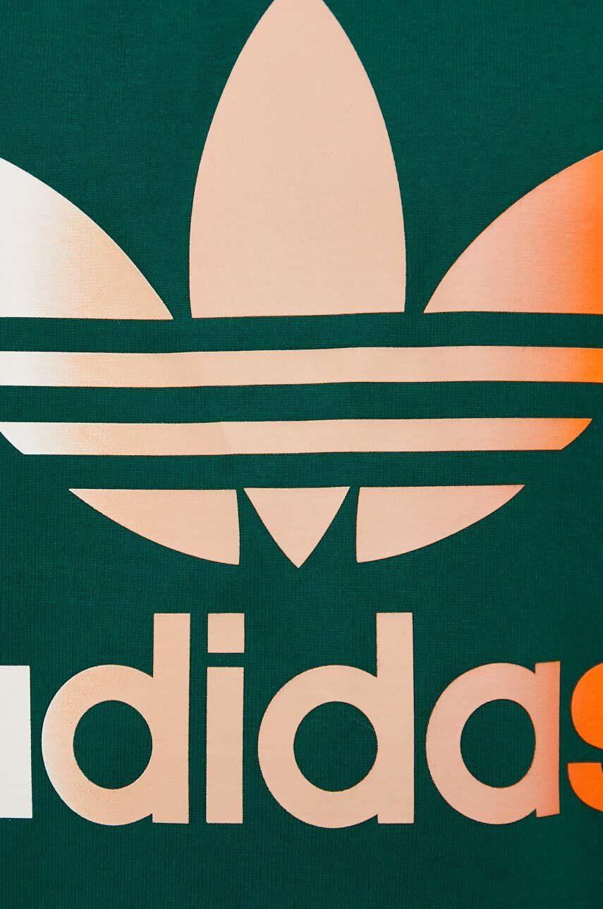 adidas Originals Памучна тениска в зелено с принт - Pepit.bg