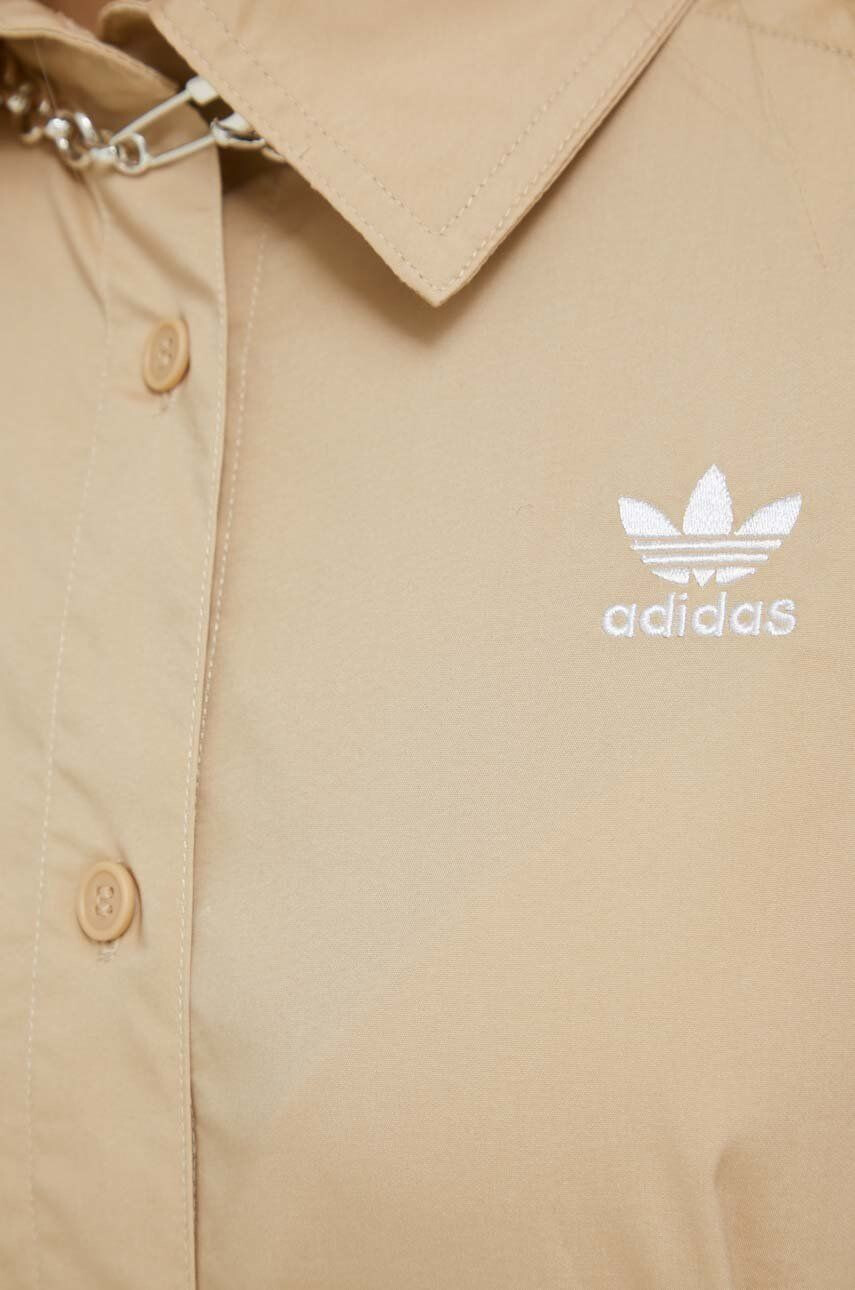 adidas Originals Риза Always Original дамска в бежово със стандартна кройка с класическа яка - Pepit.bg