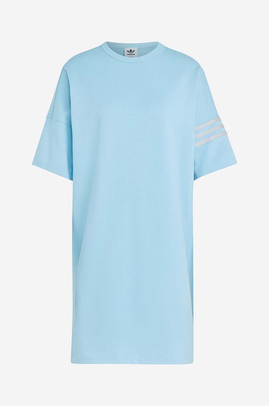 adidas Originals Рокля Adicolor Neuclassics Tee Dress в синьо къс модел с уголемена кройка - Pepit.bg