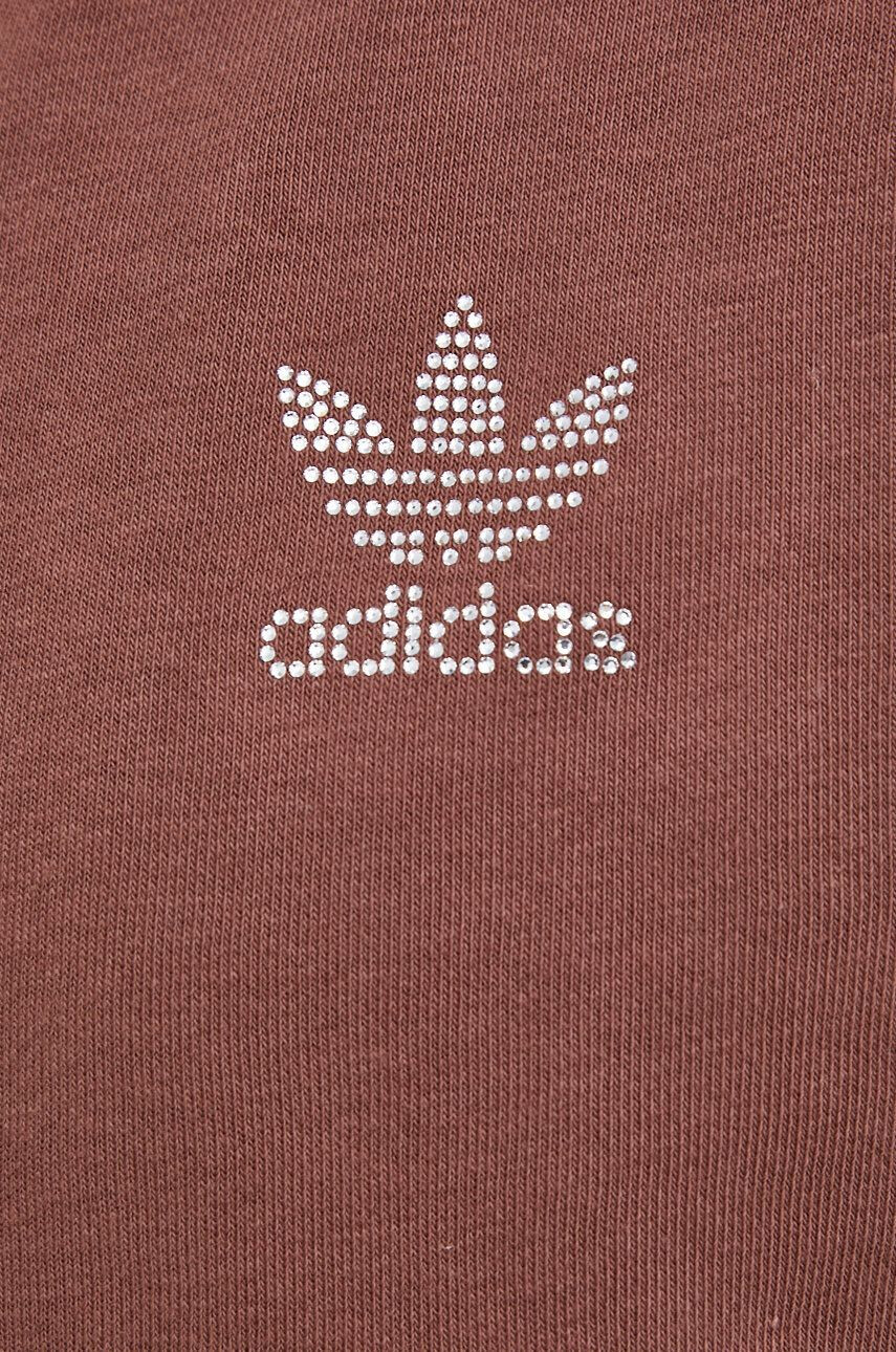 adidas Originals Суичър HF6768 дамски в кафяво с изчистен дизайн - Pepit.bg