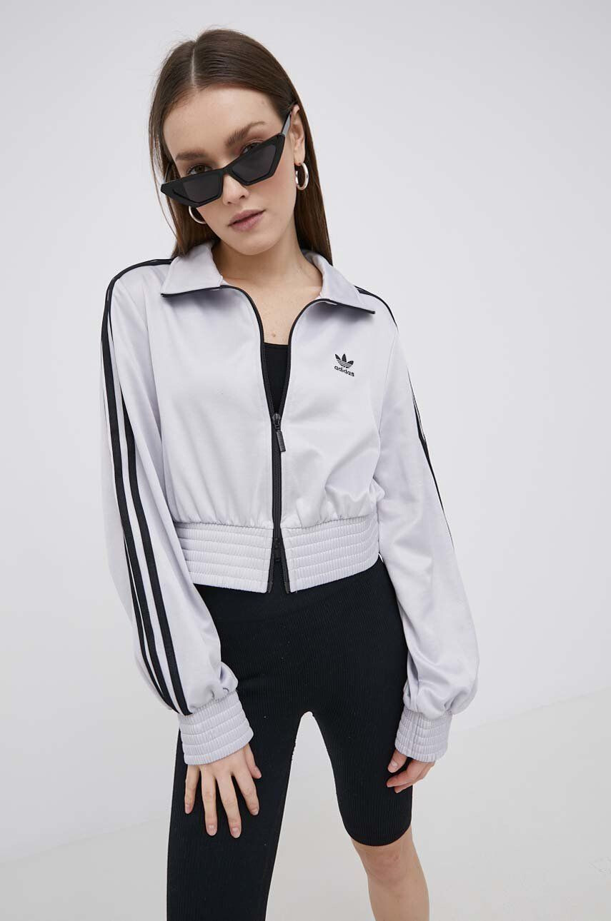 adidas Originals Суичър Adicolor HF7532 дамски в сребристо с изчистен дизайн - Pepit.bg