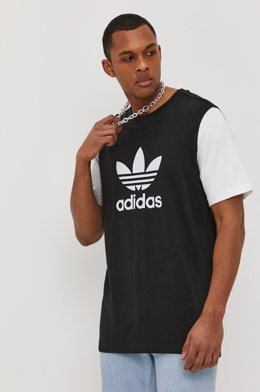 adidas Originals Тениска в черно с принт - Pepit.bg