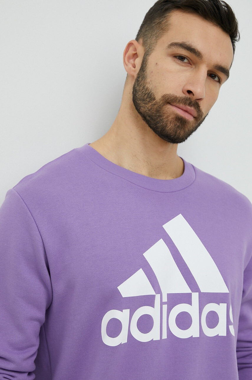 adidas Памучен суичър в лилаво с принт - Pepit.bg