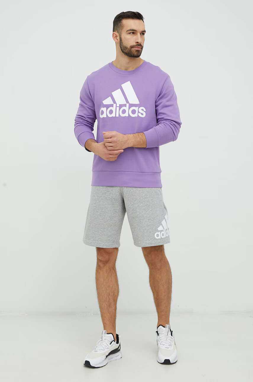 adidas Памучен суичър в лилаво с принт - Pepit.bg