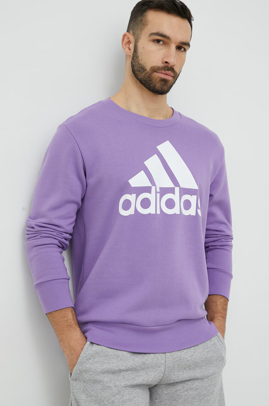 adidas Памучен суичър в лилаво с принт - Pepit.bg