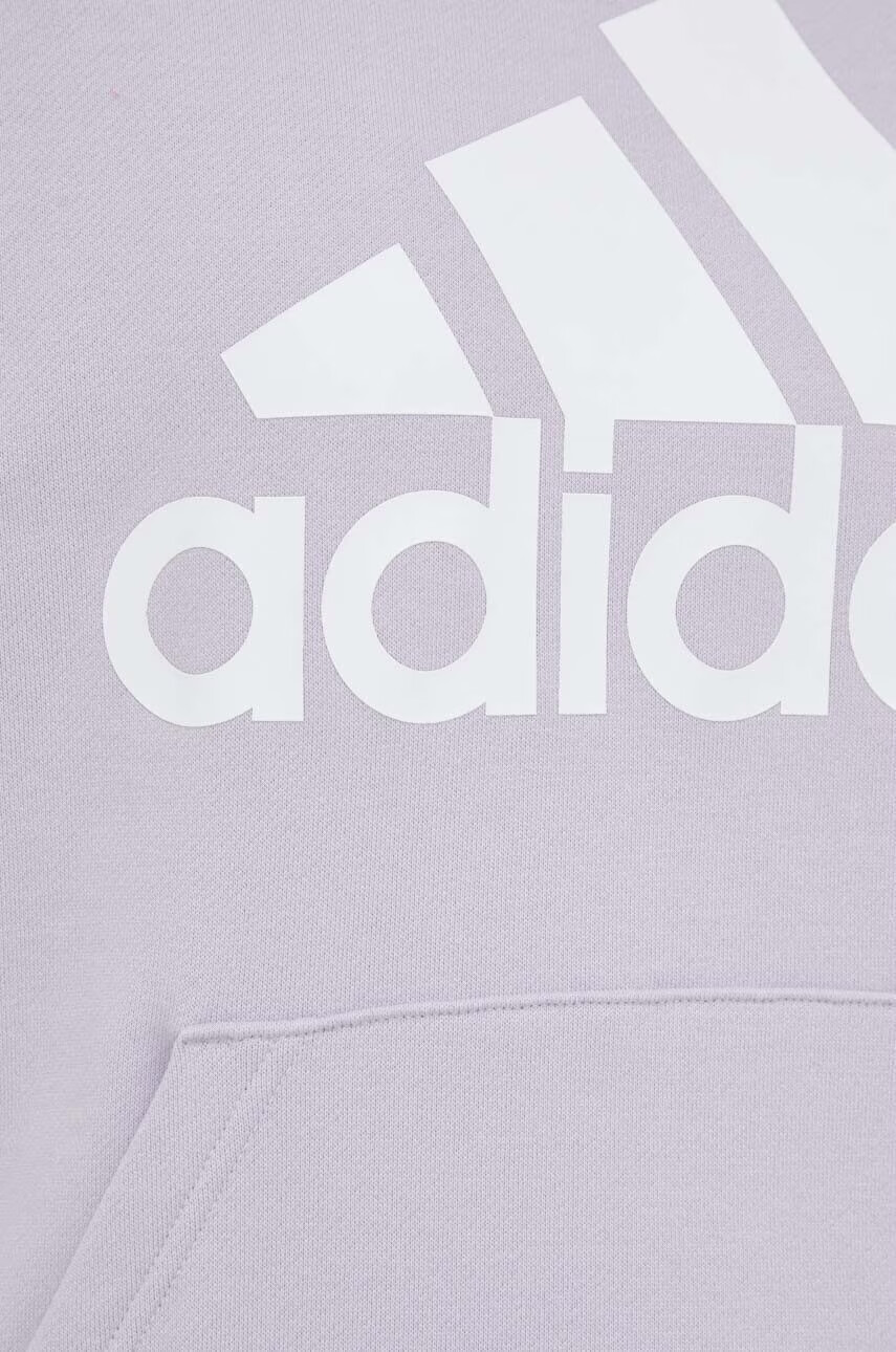 adidas Памучен суичър В лилаво с качулка с принт - Pepit.bg