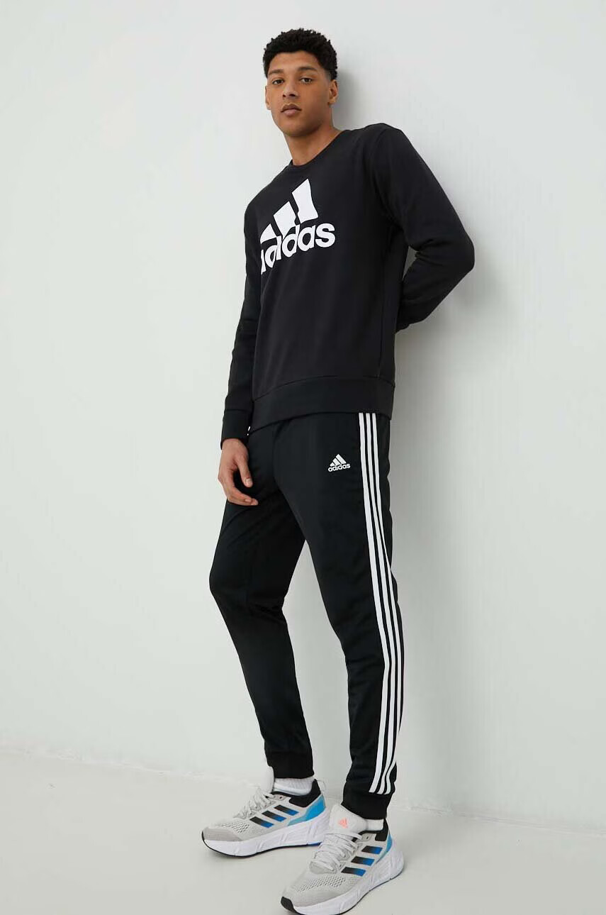 adidas Памучен суичър в черно с принт - Pepit.bg