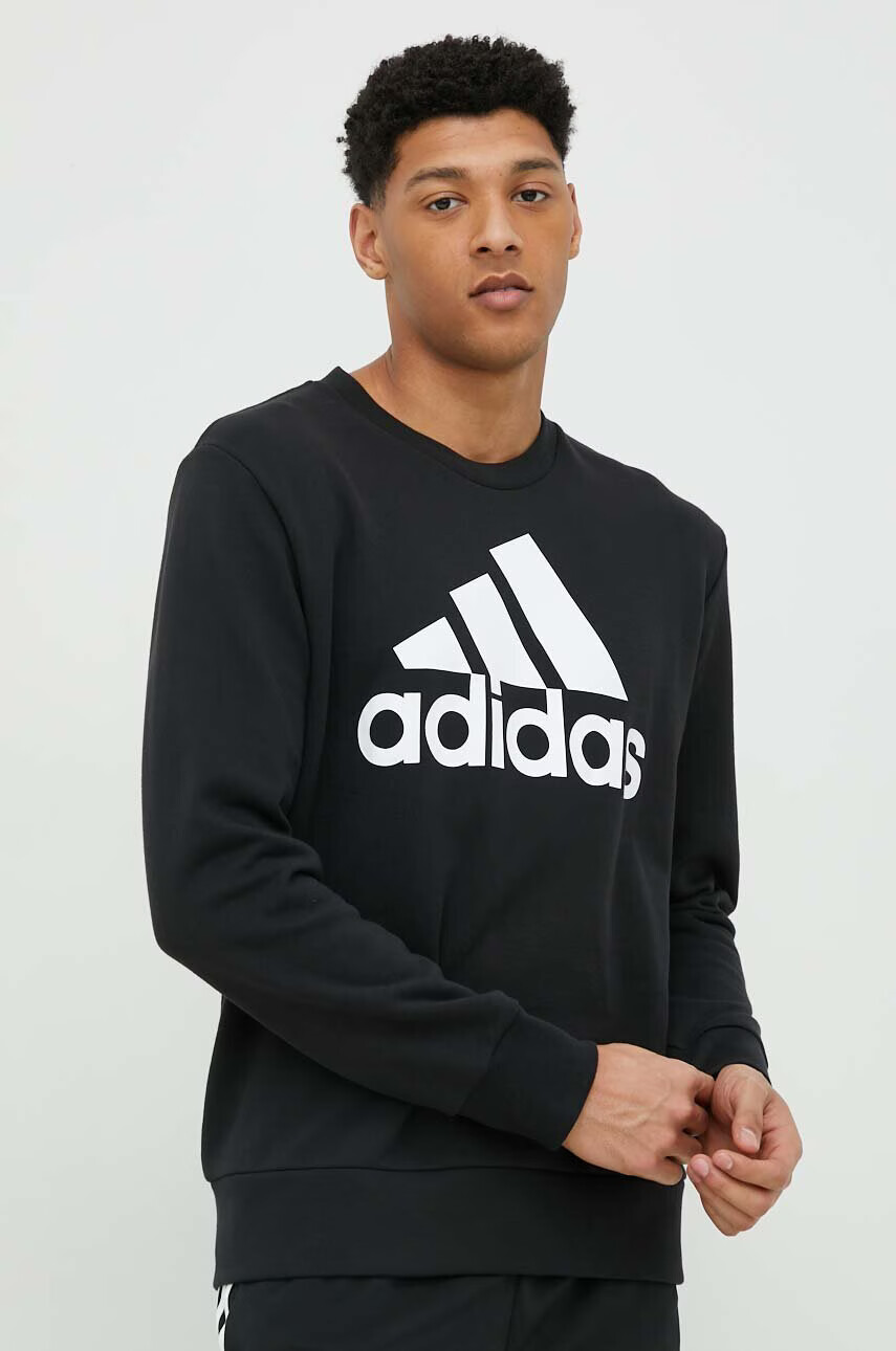 adidas Памучен суичър в черно с принт - Pepit.bg