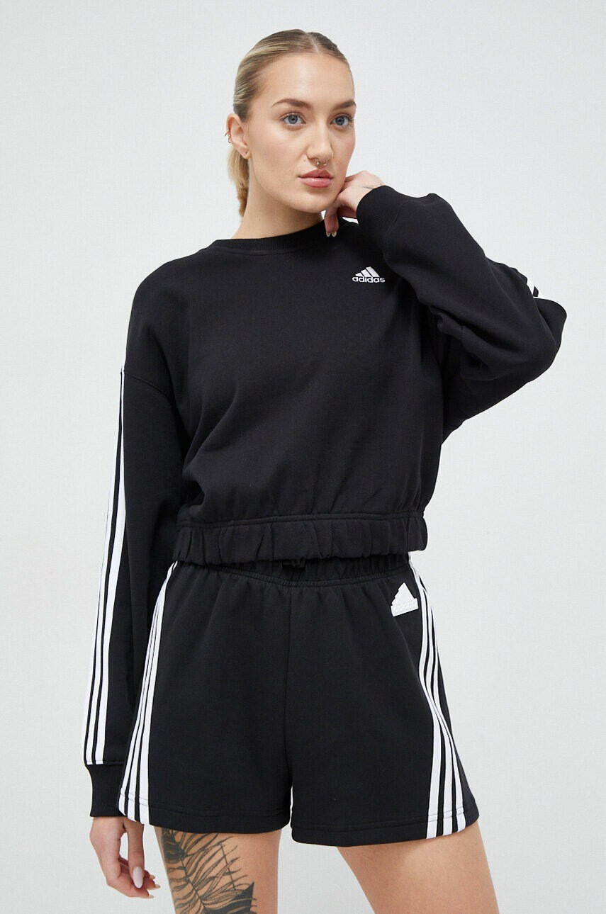 adidas Памучен суичър в черно с апликация - Pepit.bg