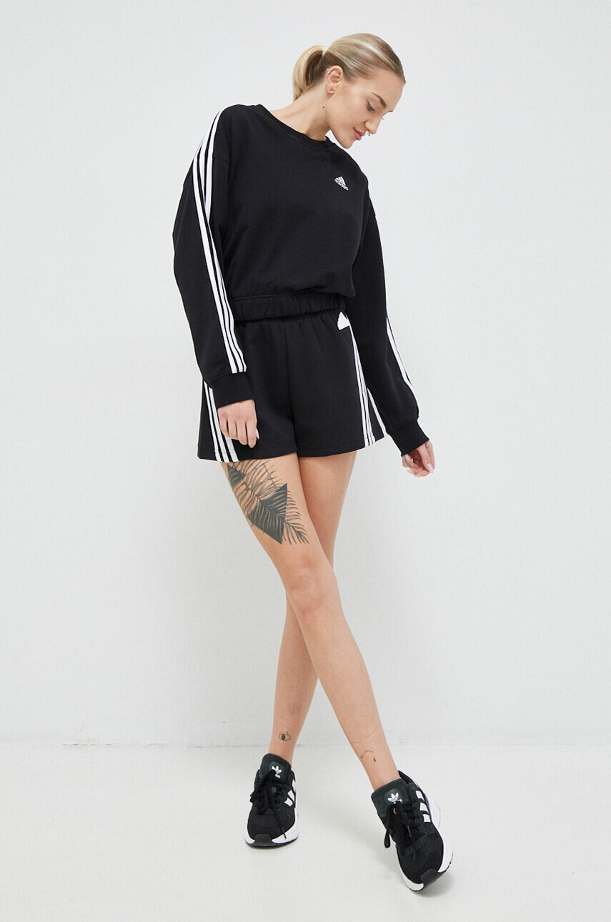 adidas Памучен суичър в черно с апликация - Pepit.bg