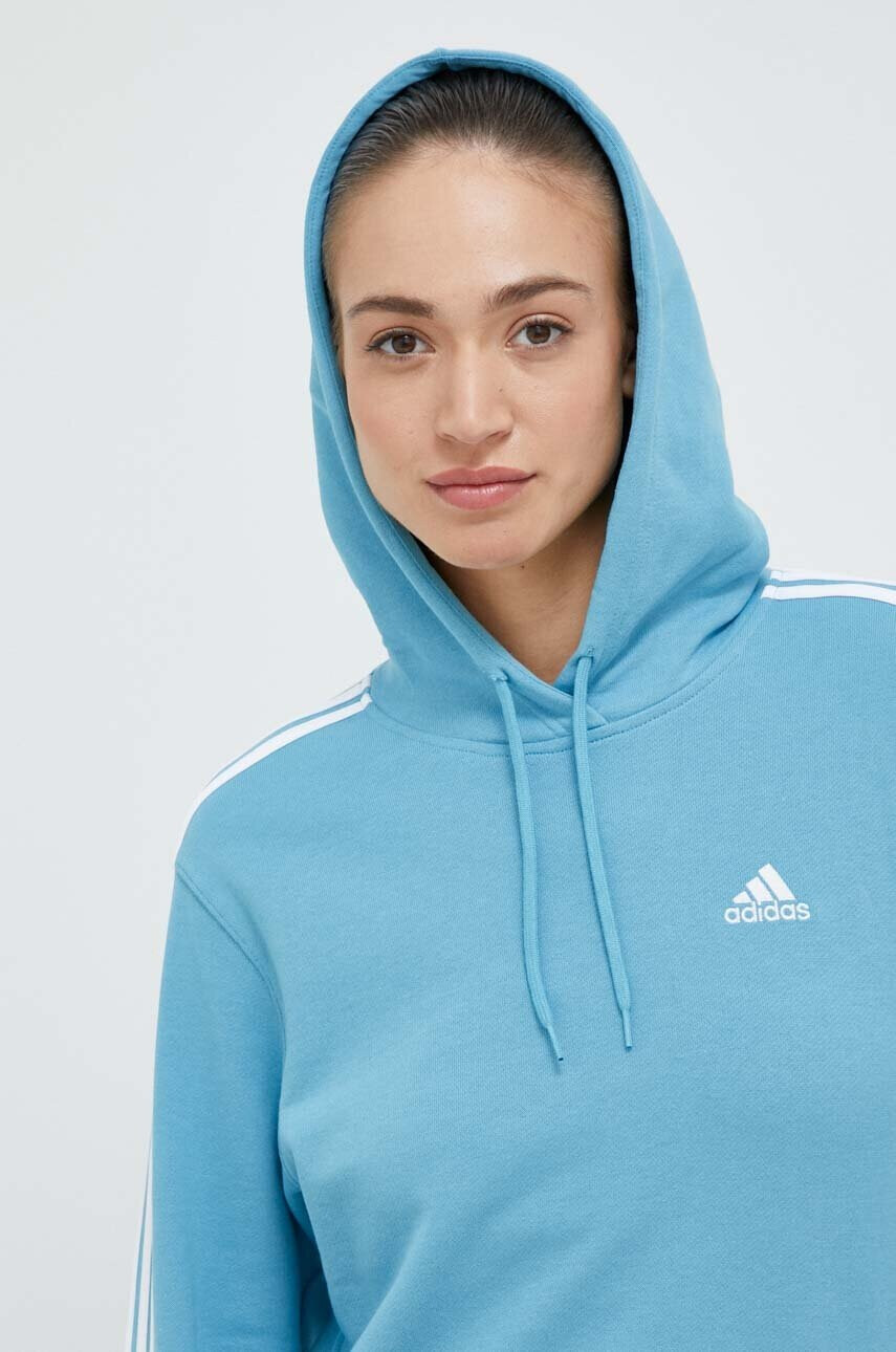 adidas Памучен суичър в синьо с качулка с апликация - Pepit.bg