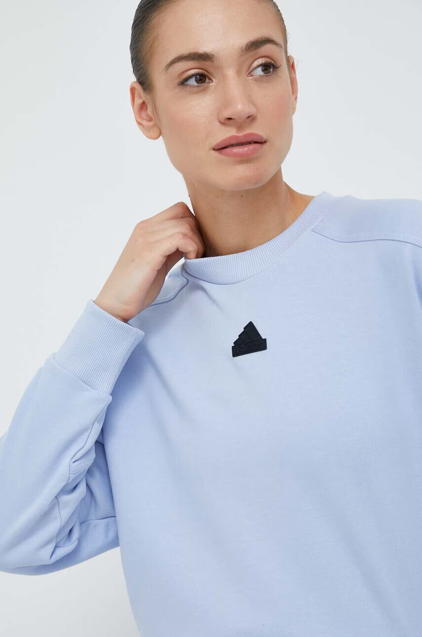 adidas Памучен суичър в синьо с апликация - Pepit.bg