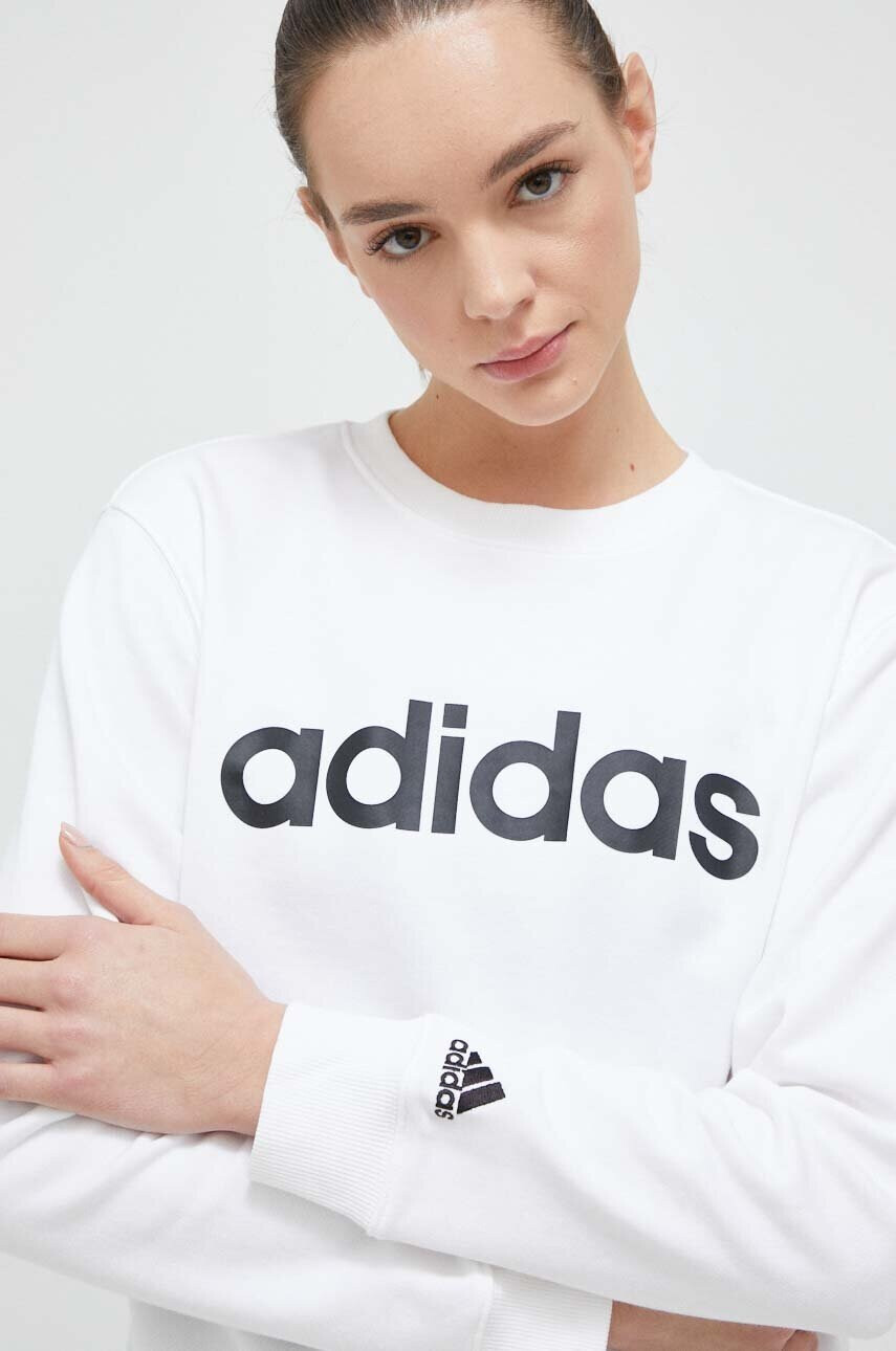 adidas Памучен суичър в бяло с принт - Pepit.bg