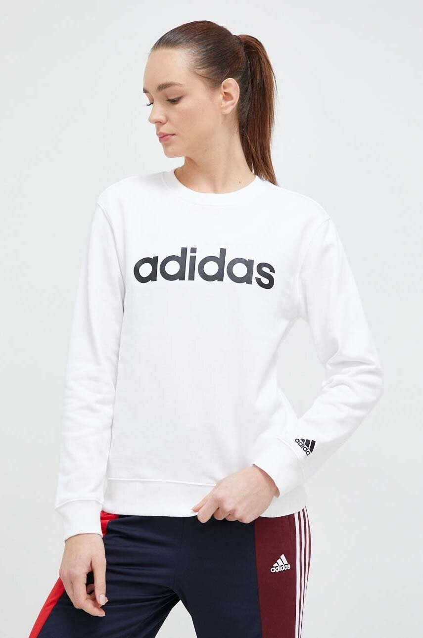 adidas Памучен суичър в бяло с принт - Pepit.bg