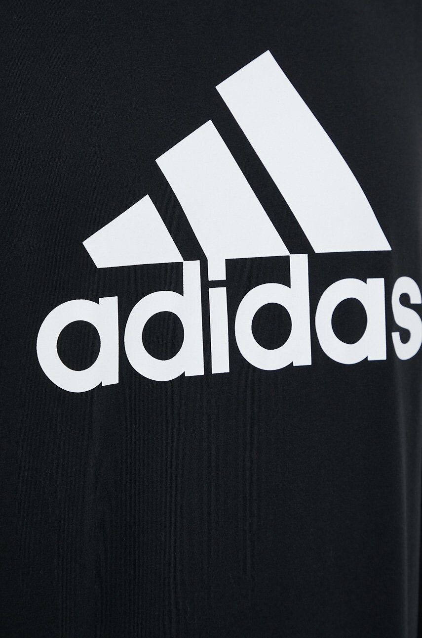 adidas Памучна блуза с дълги ръкави в черно с принт - Pepit.bg