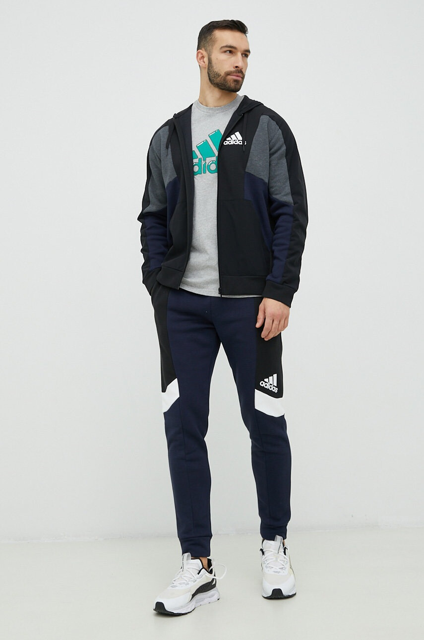 adidas Памучна тениска в сиво с принт - Pepit.bg
