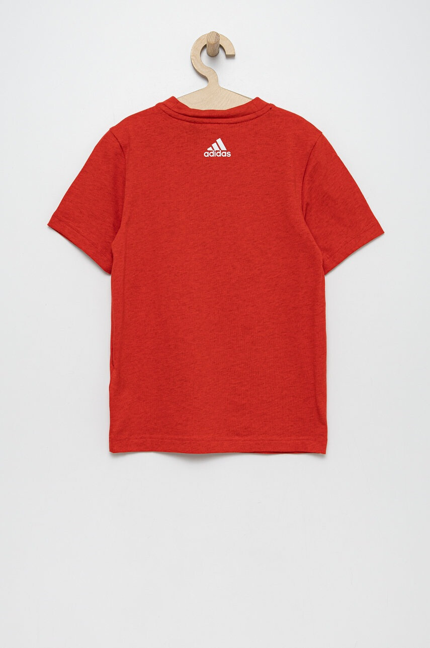 adidas Performance Детска памучна тениска HG8863 в червено меланж на - Pepit.bg