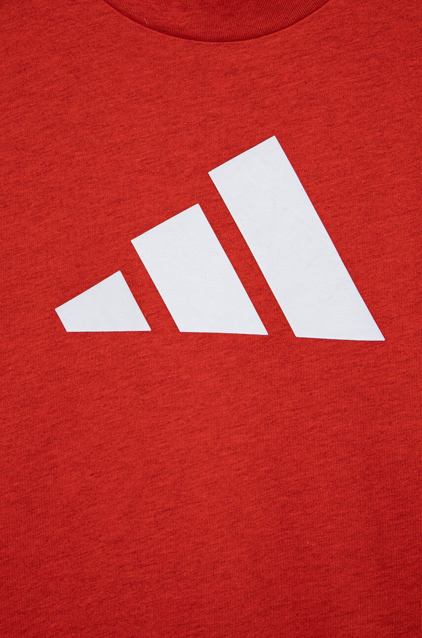 adidas Performance Детска памучна тениска HG8863 в червено меланж на - Pepit.bg