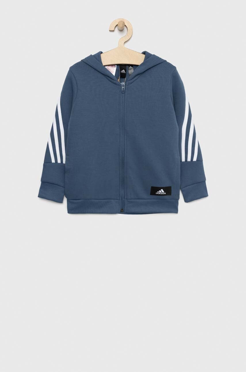 adidas Performance Детски суичър в лилаво с качулка с апликация - Pepit.bg