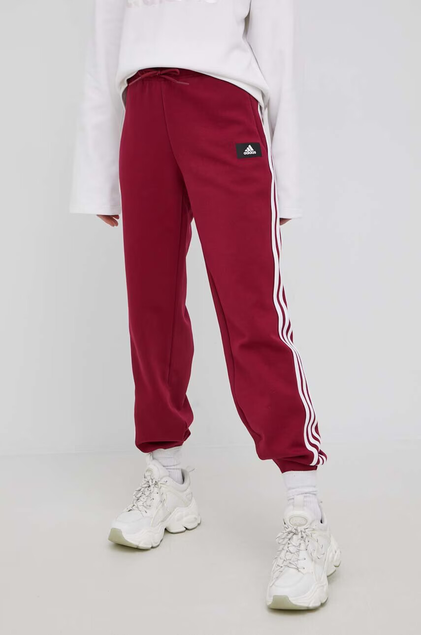 adidas Performance Панталони HE1663 дамско в бордо с изчистен дизайн - Pepit.bg