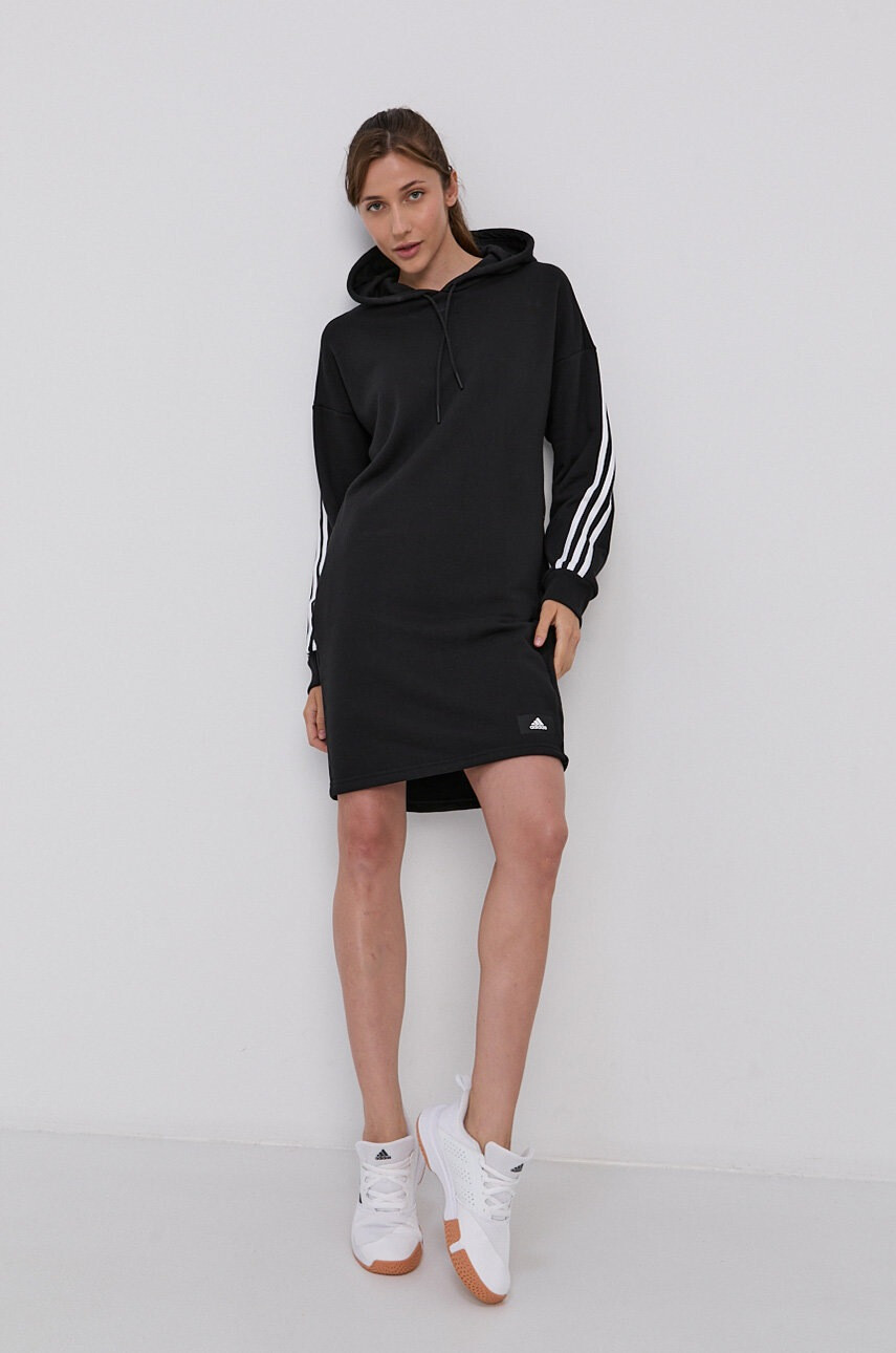 adidas Performance Рокля в тъмносиньо къс модел разкроен модел - Pepit.bg