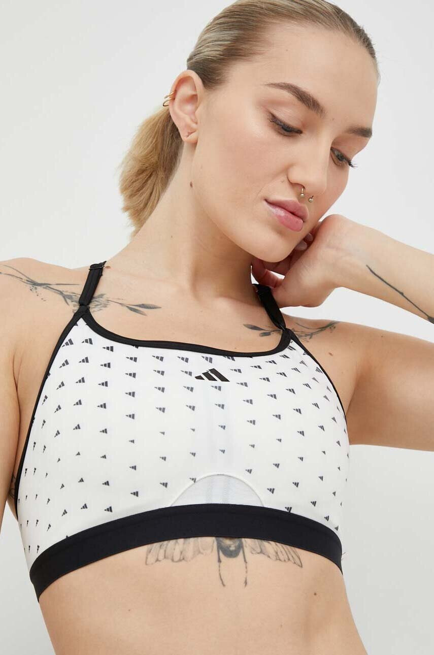 adidas Performance Спортен сутиен AeroReact В бяло с десен - Pepit.bg