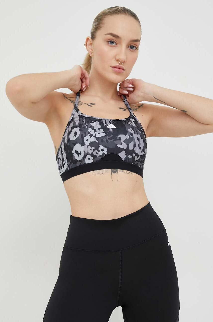 adidas Performance Спортен сутиен AeroReact В сиво с десен - Pepit.bg