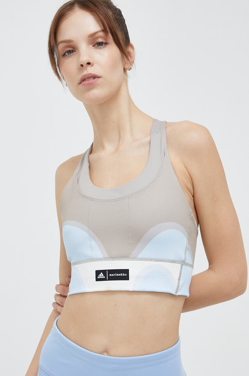 adidas Performance Спортен сутиен Marimekko в синьо с десен - Pepit.bg