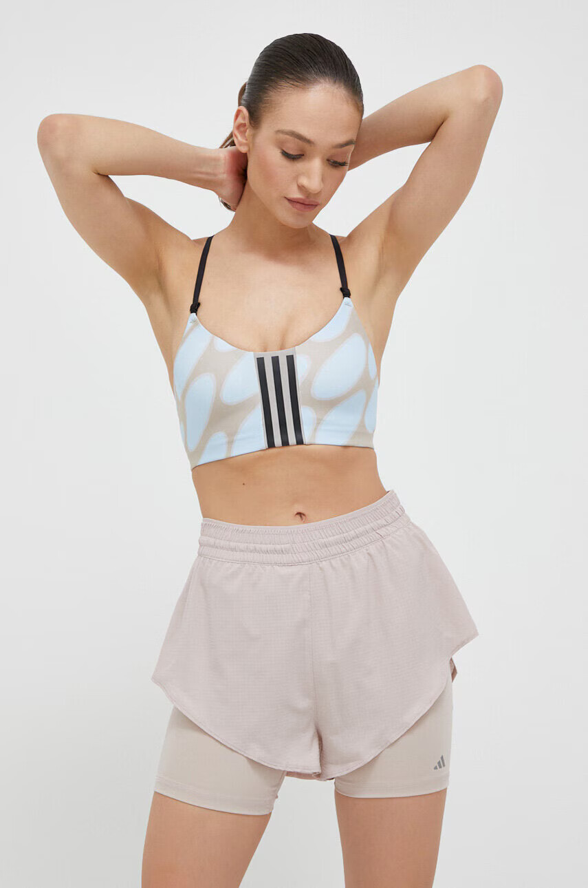 adidas Performance Спортен сутиен Marimekko Aeroimpact в синьо с десен - Pepit.bg
