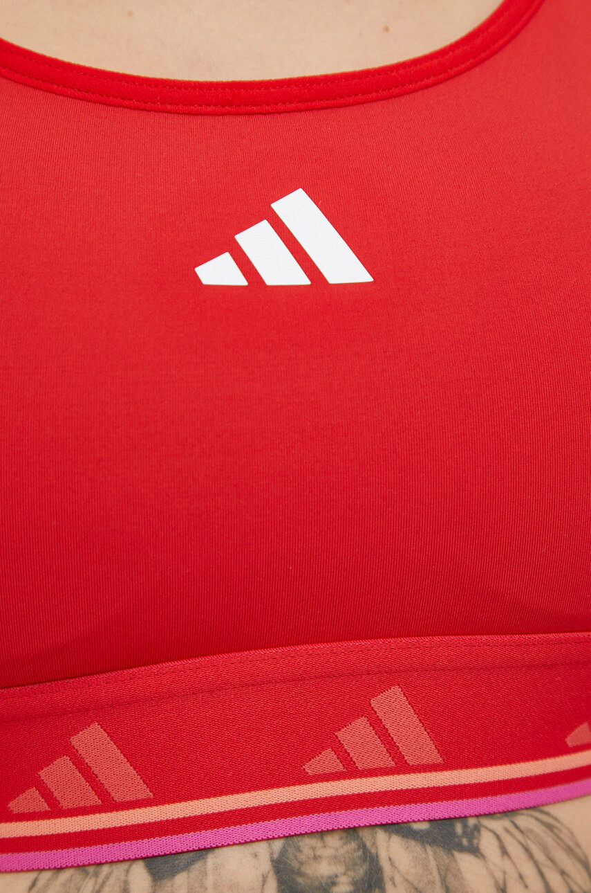adidas Performance Спортен сутиен Powerreact в червено с десен - Pepit.bg
