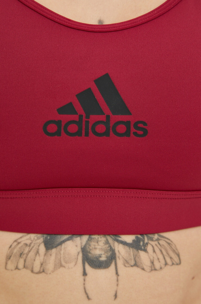 adidas Performance Спортен сутиен Powerreact в бордо с изчистен дизайн - Pepit.bg