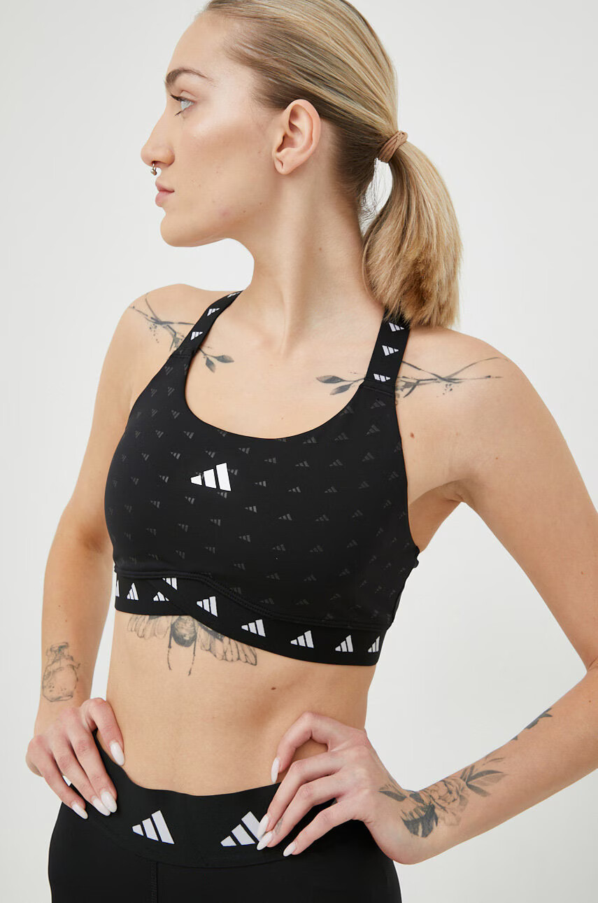 adidas Performance Спортен сутиен PowerReact в черно с десен - Pepit.bg