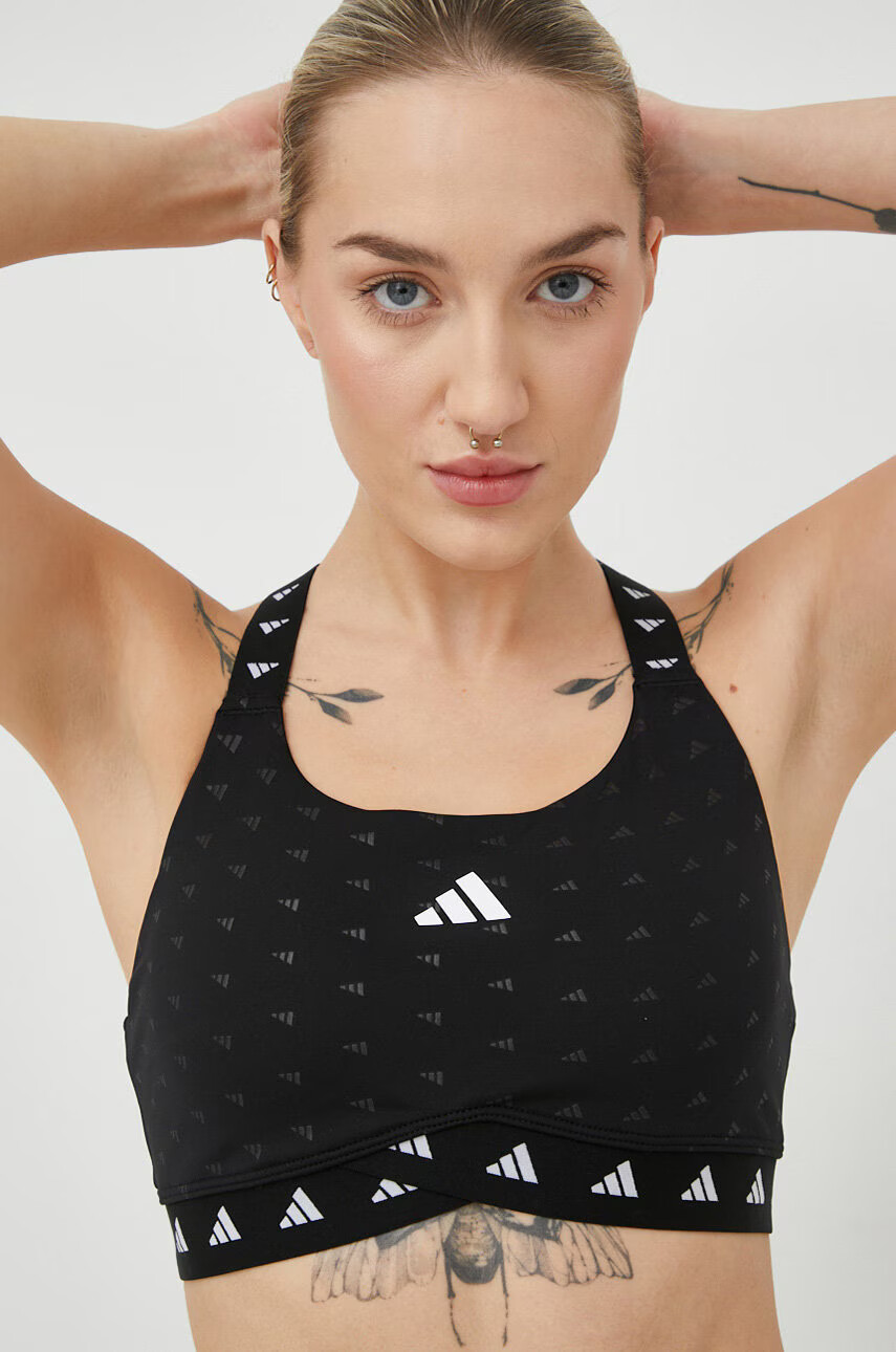 adidas Performance Спортен сутиен PowerReact в черно с десен - Pepit.bg