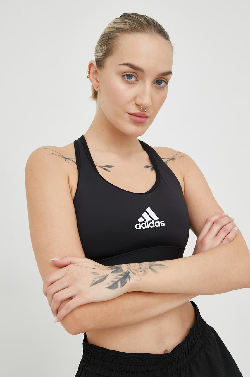 adidas Performance Спортен сутиен PowerReact в черно с изчистен дизайн - Pepit.bg