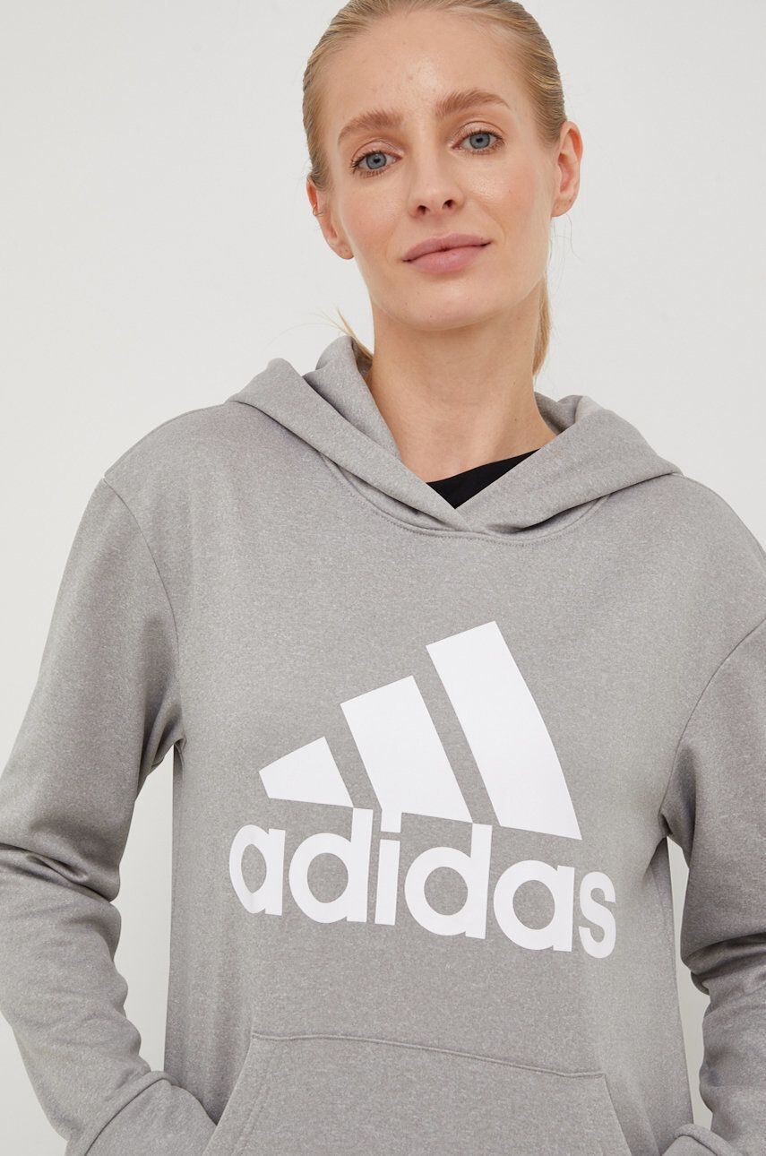 adidas Performance Суичър за трениране Big Logo в сиво с качулка с принт - Pepit.bg