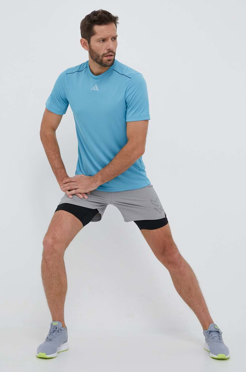 adidas Performance Тениска за трениране Workout Base Logo в синьо с принт - Pepit.bg
